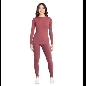 💜2pc OzarkTrail Women's Thermal Seamless Fleece Top and bottom leggings Size:Lg